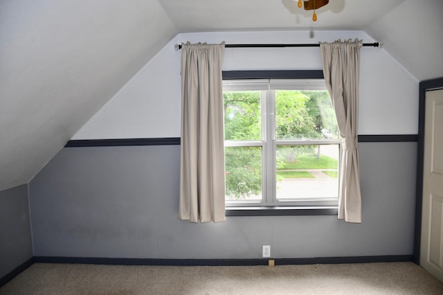 524 Horace Ave N, Thief River Falls, MN 56701 - additional living space with vaulted ceiling, healthy amount of natural light, carpet floors, and ceiling fan