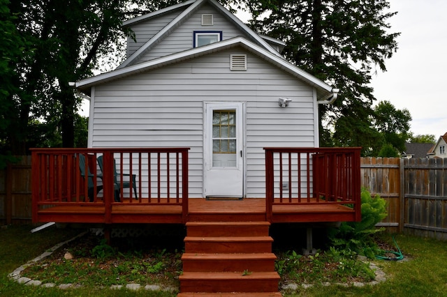 524 Horace Ave N, Thief River Falls, MN 56701 - rear view of property featuring a wooden deck