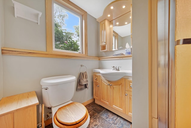 14136 Germane Ave, Apple Valley, MN 55124 - bathroom with vanity, recessed lighting, and marble finish flooring
