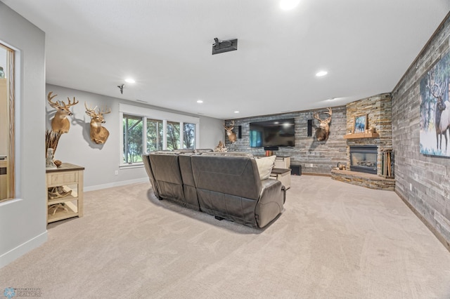 3020 26th Ave S, Fargo, ND 58103 - carpeted living room with a fireplace and recessed lighting