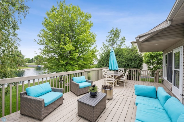 3020 26th Ave S, Fargo, ND 58103 - deck featuring an outdoor living space and a water view