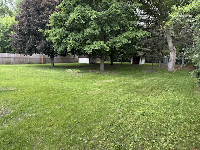 5923 Hodgson Rd, Shoreview, MN 55126 - view of yard featuring a storage unit and a garage