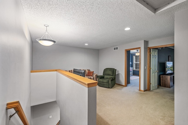 11122 Aberdeen St NE Unit C, Blaine, MN 55449 - interior space with a textured ceiling, carpet, an upstairs landing, and recessed lighting