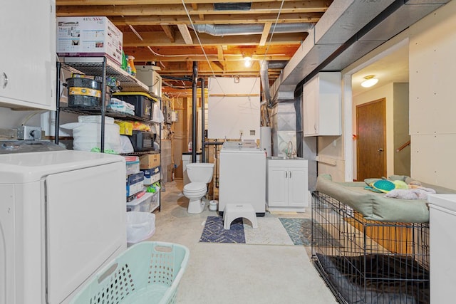 1030 Barron Rd, Faribault, MN 55021 - unfinished basement featuring washer and clothes dryer and water heater