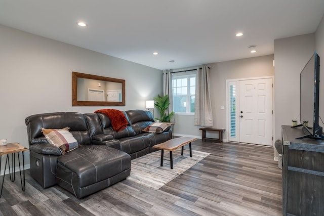 422 Ford St E, Northfield, MN 55057 - living area featuring wood finished floors and recessed lighting