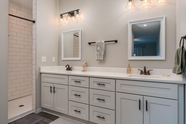 422 Ford St E, Northfield, MN 55057 - bathroom with double vanity and tiled shower