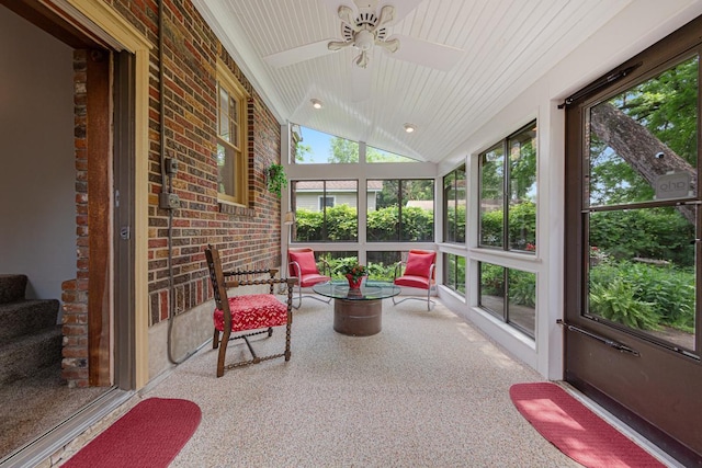 825 5th Ave SW, Faribault, MN 55021 - sunroom / solarium with ceiling fan, plenty of natural light, and vaulted ceiling