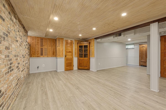 825 5th Ave SW, Faribault, MN 55021 - finished basement featuring light wood finished floors, wooden ceiling, and recessed lighting