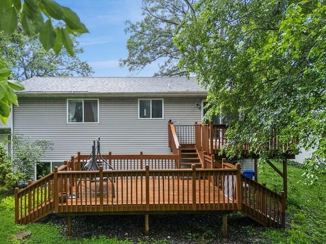 26343 10th St W, Zimmerman, MN 55398 - rear view of house with a deck and stairway