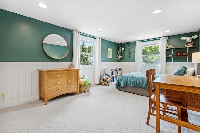 4810 42nd St, Saint Louis Park, MN 55416 - bedroom with a wainscoted wall, recessed lighting, and carpet