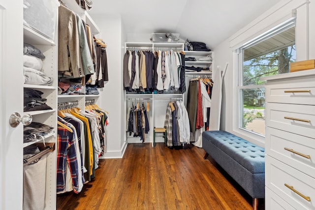 4810 42nd St, Saint Louis Park, MN 55416 - walk in closet featuring lofted ceiling and wood finished floors
