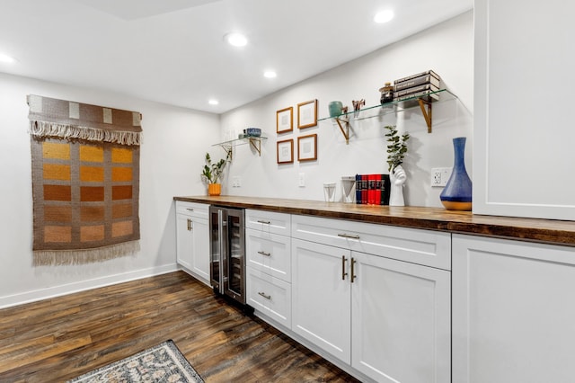 4810 42nd St, Saint Louis Park, MN 55416 - indoor dry bar featuring wine cooler, dark wood-style flooring, and recessed lighting