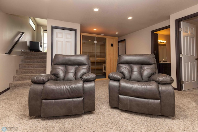 618 23rd Ave W, West Fargo, ND 58078 - carpeted living area with recessed lighting and stairs