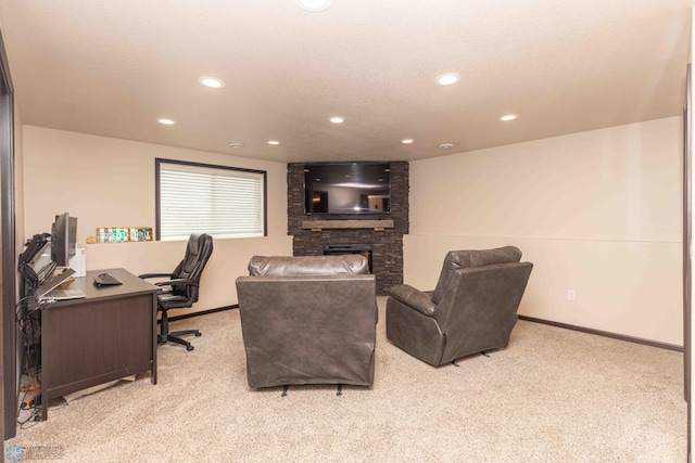 618 23rd Ave W, West Fargo, ND 58078 - carpeted office featuring a fireplace and recessed lighting