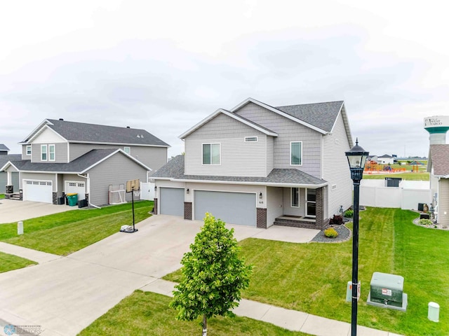 618 23rd Ave W, West Fargo, ND 58078 - view of front of house with driveway, a garage, roof with shingles, and brick siding