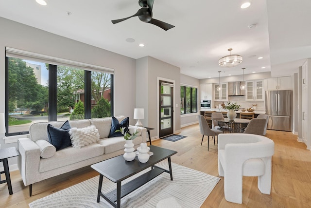 2820 Saint Louis Ave, Minneapolis, MN 55416 - living room with ceiling fan, recessed lighting, and light wood-style flooring