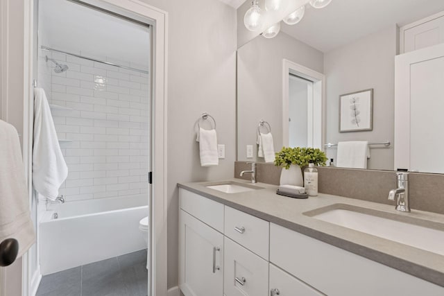 2820 Saint Louis Ave, Minneapolis, MN 55416 - full bath featuring double vanity, shower / bath combination, and tile patterned floors