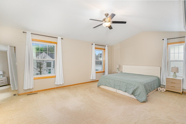 15265 Dupont Path, Apple Valley, MN 55124 - bedroom featuring carpet, vaulted ceiling, and a ceiling fan