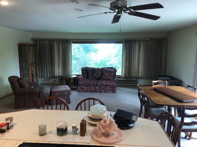 300 Whittier St W, Lanesboro, MN 55949 - carpeted dining space featuring ceiling fan
