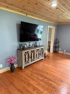 40815 Shadow Dr, Clitherall, MN 56524 - living room featuring wooden ceiling and wood finished floors