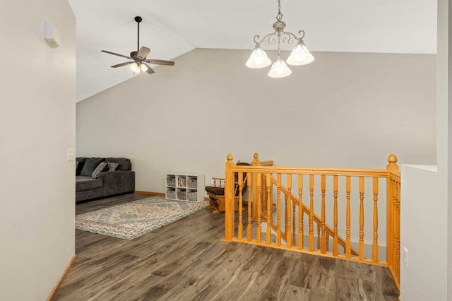 2721 230th Ct NW, Saint Francis, MN 55070 - corridor with an upstairs landing, wood finished floors, and vaulted ceiling