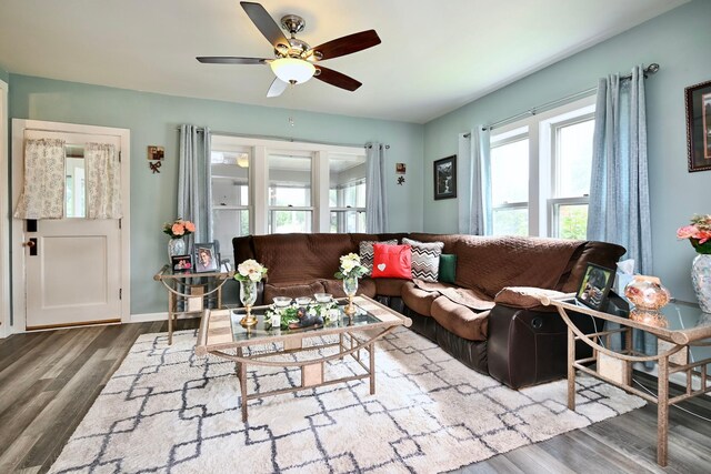 231 Mark St, Winona, MN 55987 - living area with wood finished floors and ceiling fan
