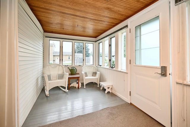 231 Mark St, Winona, MN 55987 - sunroom featuring wooden ceiling, wood-type flooring, and wood walls