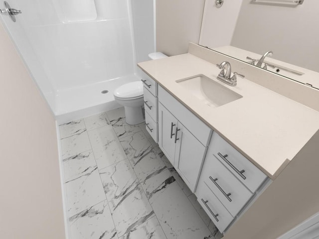 9773 32nd St NE, Saint Michael, MN 55376 - full bathroom featuring marble finish flooring, vanity, and a stall shower