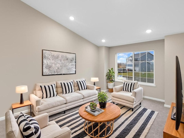 9773 32nd St NE, Saint Michael, MN 55376 - carpeted living room featuring recessed lighting and lofted ceiling