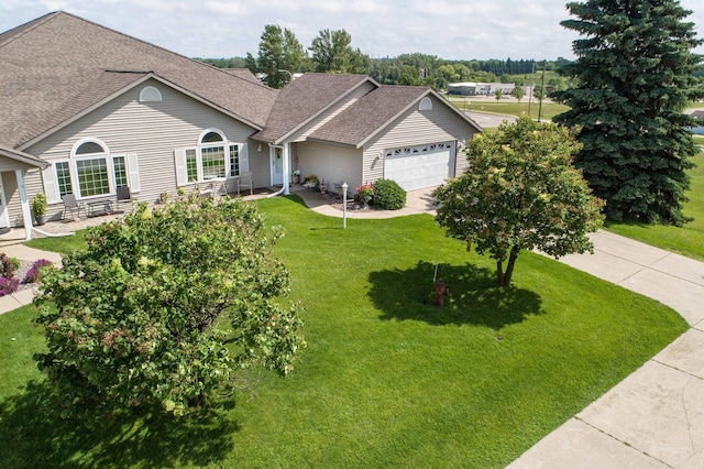 1715 Aspen Ln, Fergus Falls, MN 56537 - ranch-style house with an attached garage, a shingled roof, a front yard, and driveway