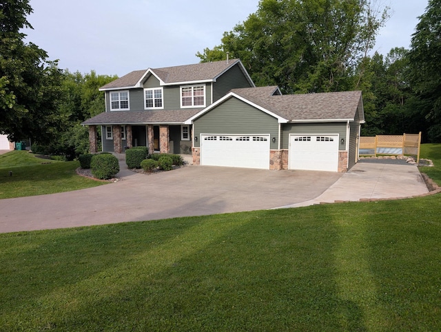 8240 Ochoa Ct NE, Otsego, MN 55330 - view of front of property featuring an attached garage, a porch, a front yard, driveway, and a shingled roof
