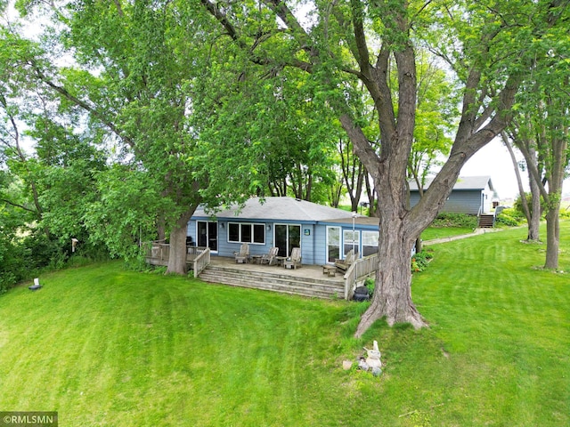 8243 Greer Ave NW, Maple Lake, MN 55358 - view of grassy yard featuring a wooden deck