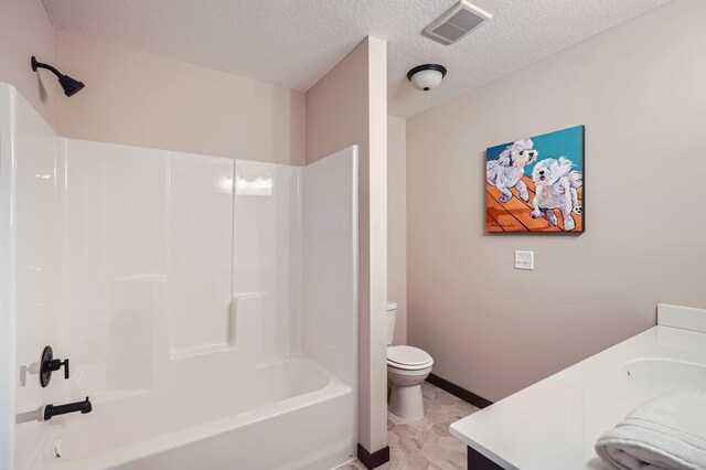 3483 Kady Ave NE, Saint Michael, MN 55376 - bathroom featuring vanity, shower / tub combination, and a textured ceiling