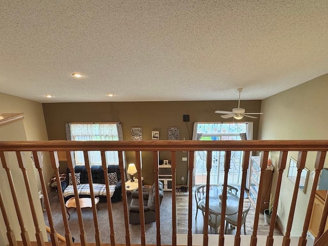 110 Glenshire Blvd S, Watkins, MN 55389 - dining area view of a textured ceiling, recessed lighting, and ceiling fan