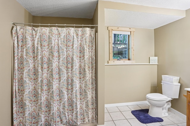 733 Meadow Dr, Hudson, WI 54016 - bathroom featuring tile patterned flooring, a shower with curtain, a textured ceiling, and vanity