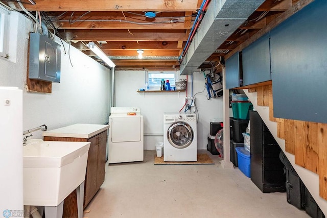 1124 15th St N, Moorhead, MN 56560 - basement with independent washer and dryer and electric panel