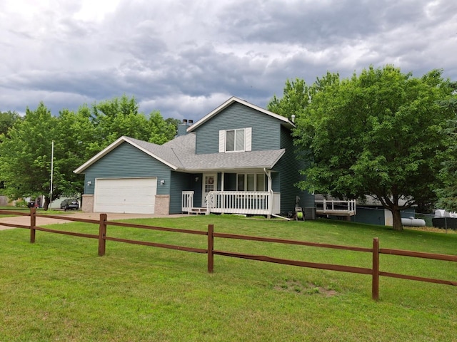 26254 9th St W, Zimmerman, MN 55398 - traditional home featuring a porch, an attached garage, a chimney, driveway, and a shingled roof