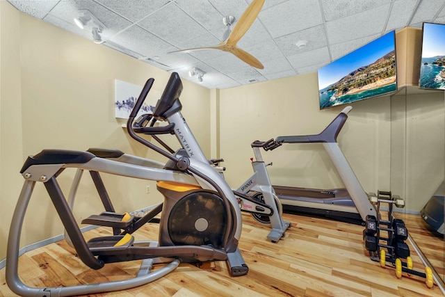 431 7th St Unit 2605, Minneapolis, MN 55415 - workout area featuring wood finished floors and a drop ceiling