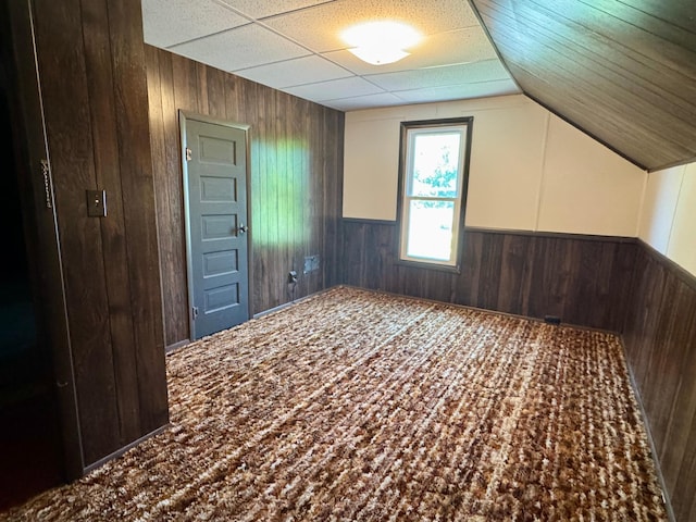 720 Fir Ave, Bird Island, MN 55310 - additional living space with wood walls, a wainscoted wall, and lofted ceiling