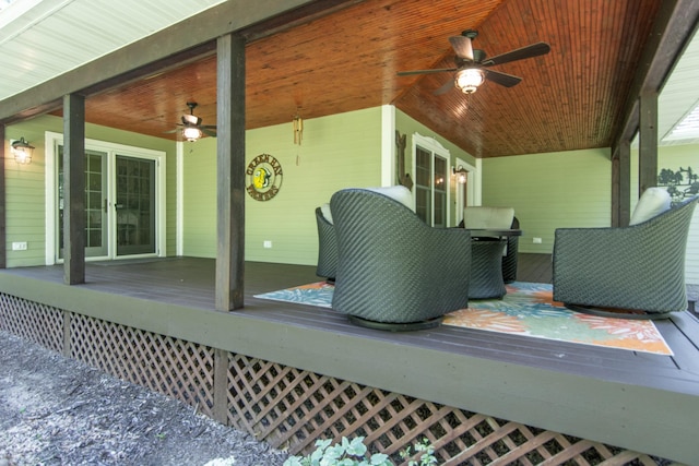 1069 134th St SW, Sylvan Twp, MN 56473 - deck featuring ceiling fan