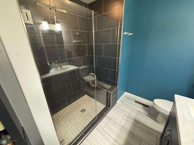 4701 11th St W, West Fargo, ND 58078 - bathroom with vanity, a shower stall, and tile patterned floors