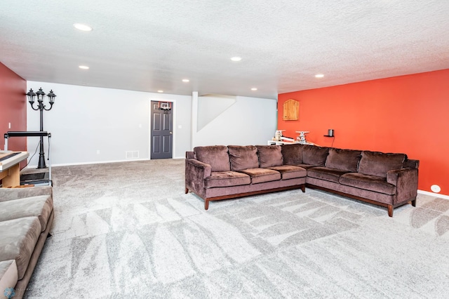4701 11th St W, West Fargo, ND 58078 - living room with carpet floors, recessed lighting, and a textured ceiling