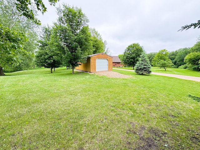 34002 Fiske View Dr, Underwood, MN 56586 - view of grassy yard with an outbuilding and a detached garage