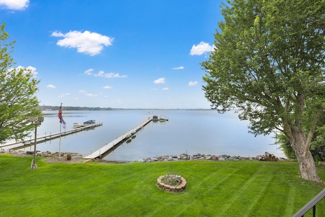 22620 Hayward Ave N, Forest Lake, MN 55025 - dock area with a water view and a yard