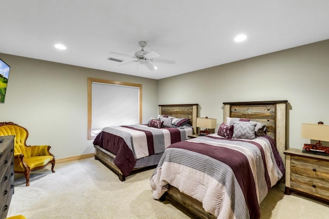 22620 Hayward Ave N, Forest Lake, MN 55025 - bedroom featuring carpet floors, recessed lighting, and ceiling fan