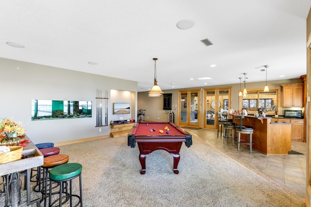 22620 Hayward Ave N, Forest Lake, MN 55025 - recreation room featuring billiards table, recessed lighting, and light carpet