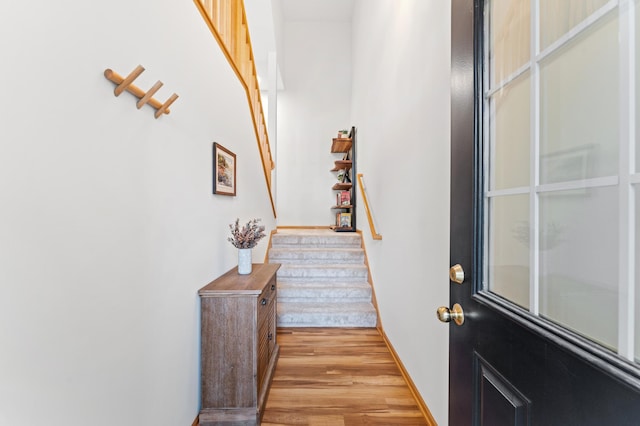 15588 Early Bird Cir Unit 1704, Apple Valley, MN 55124 - entryway featuring light wood-style floors and stairway
