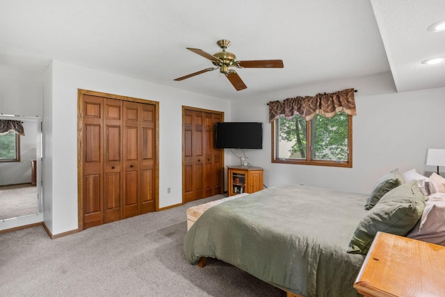 13790 Crane St NW, Andover, MN 55304 - bedroom with two closets, carpet flooring, recessed lighting, and ceiling fan