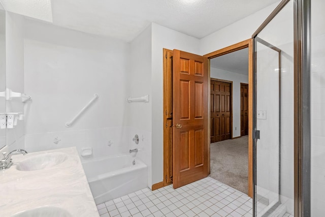 13790 Crane St NW, Andover, MN 55304 - full bath featuring a stall shower, tile patterned floors, a tub, and double vanity