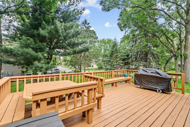 13790 Crane St NW, Andover, MN 55304 - wooden deck featuring outdoor dining area and a grill